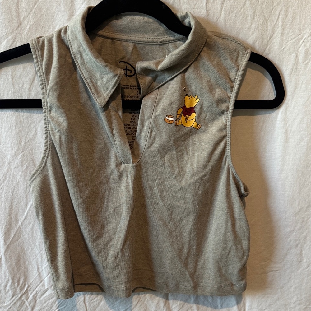 Disney Gray Collared Top with Winnie the Pooh